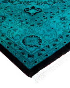 One of a Kind Hand Knotted Contemporary Overdyed Red Area Rug