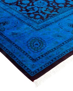 One of a Kind Hand Knotted Contemporary Overdyed Red Area Rug