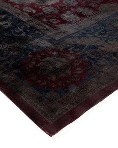 One of a Kind Hand Knotted Contemporary Overdyed Red Area Rug