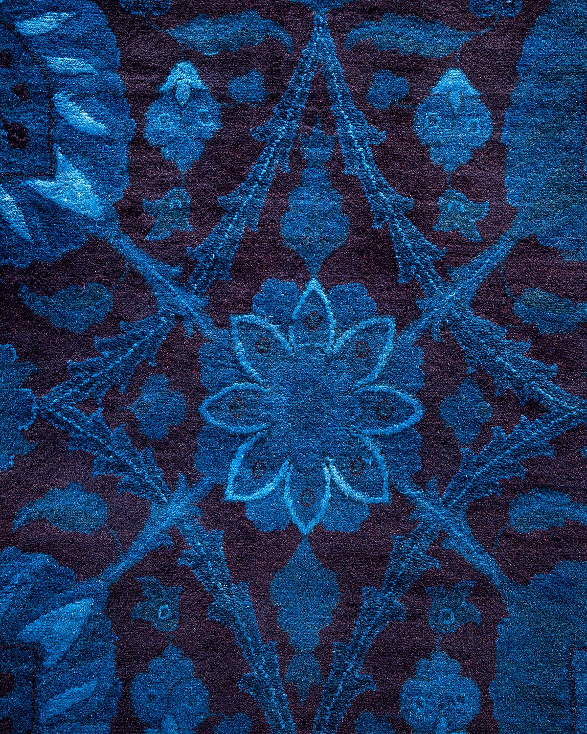 Pakistani One of a Kind Hand Knotted Contemporary Overdyed Red Area Rug For Sale