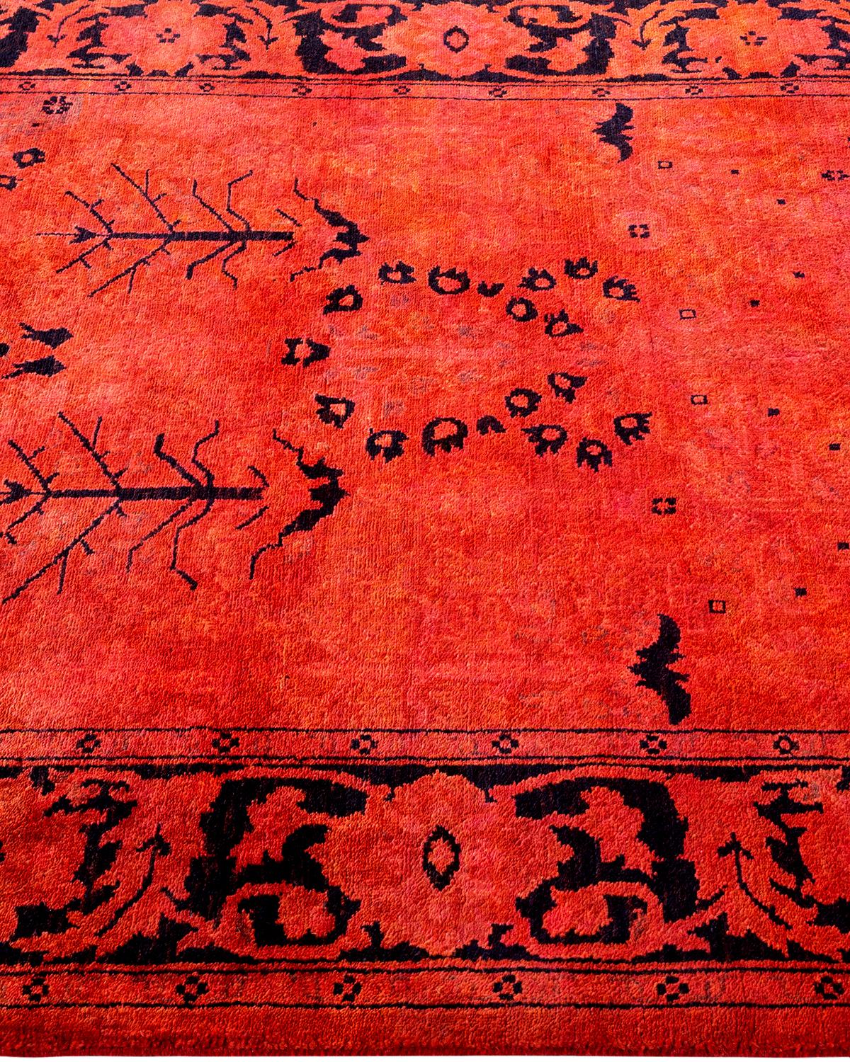 One of a Kind Hand Knotted Contemporary Overdyed Red Area Rug In New Condition In Norwalk, CT