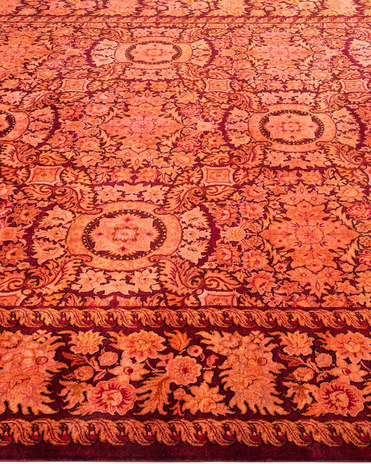 One of a Kind Hand Knotted Contemporary Overdyed Red Area Rug In New Condition For Sale In Norwalk, CT