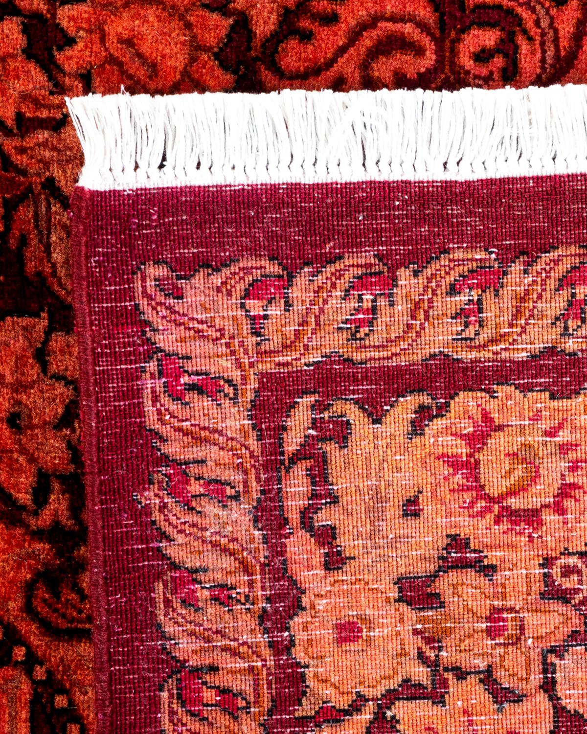 Wool One of a Kind Hand Knotted Contemporary Overdyed Red Area Rug For Sale
