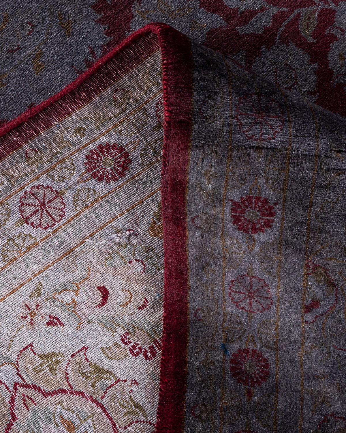Laine Tapis contemporain surdimensionné rouge, noué à la main, unique en son genre en vente