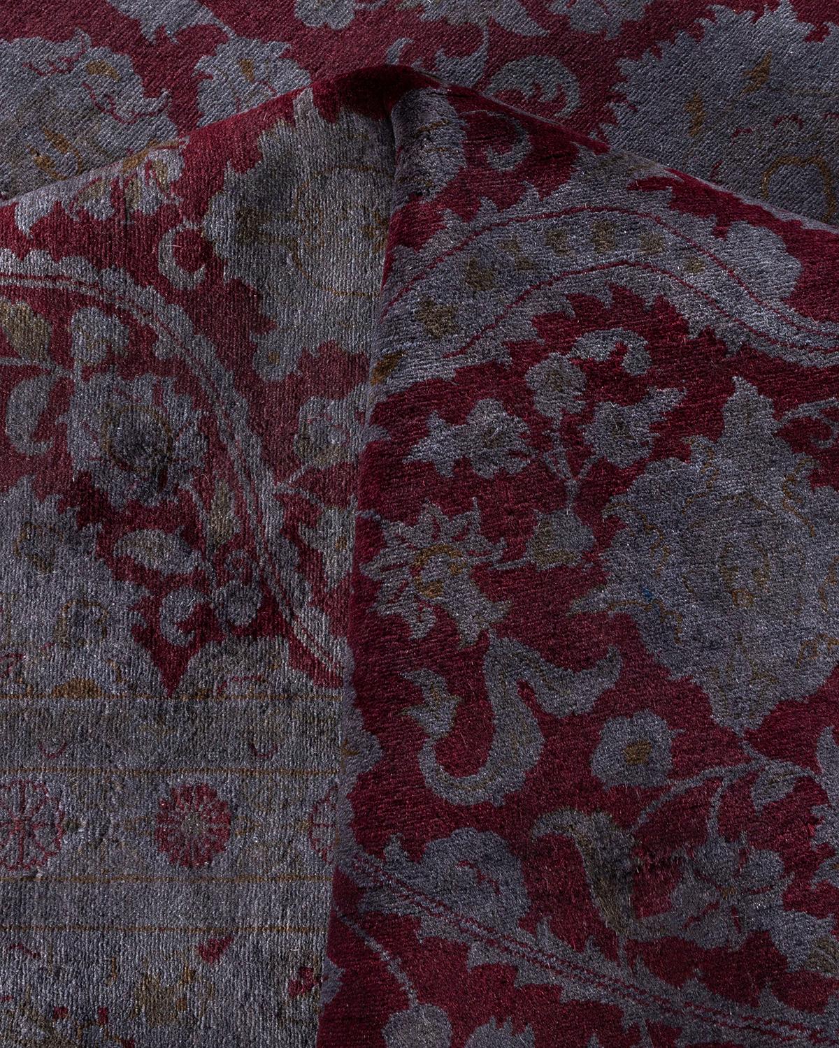 Tapis contemporain surdimensionné rouge, noué à la main, unique en son genre en vente 1