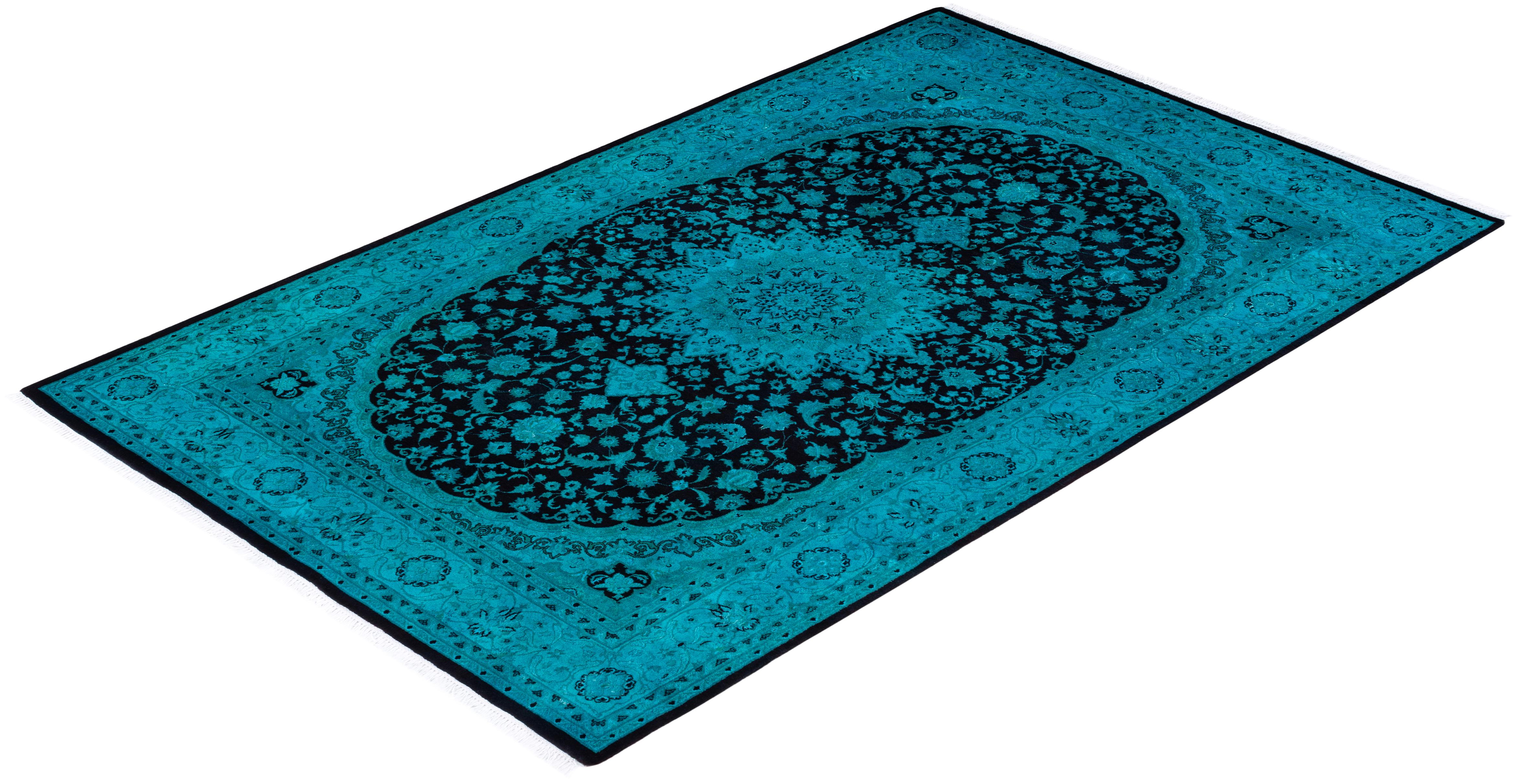 One of a Kind Hand Knotted Contemporary Overdyed Red Area Rug For Sale 3