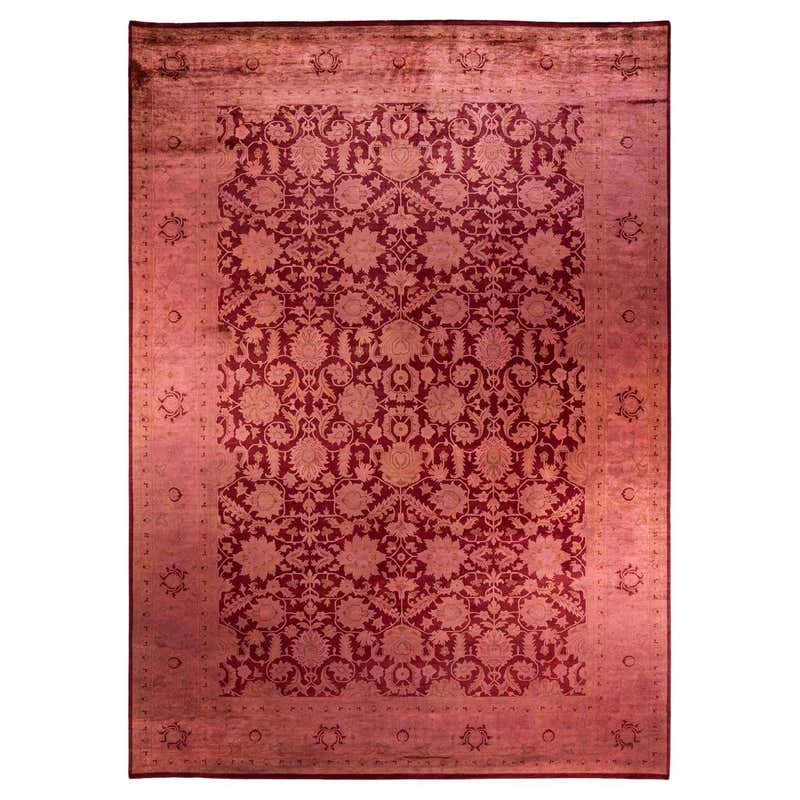 One of a Kind Hand Knotted Contemporary Overdyed Red Area Rug For Sale ...