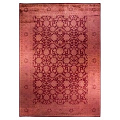 One of a Kind Hand Knotted Contemporary Overdyed Red Area Rug