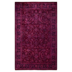 One of a Kind Hand Knotted Contemporary Overdyed Red Area Rug