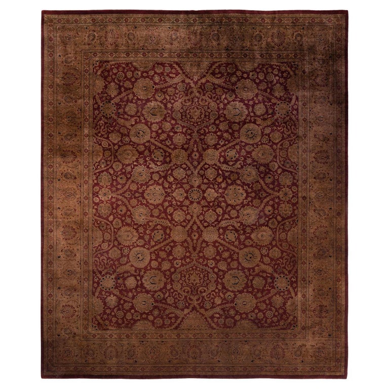 One of a Kind Hand Knotted Contemporary Overdyed Red Area Rug For Sale ...