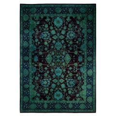 One of a Kind Hand Knotted Contemporary Overdyed Red Area Rug