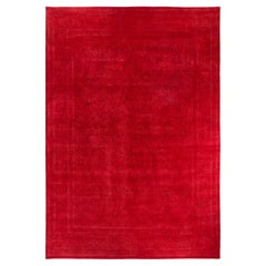 One of a Kind Hand Knotted Contemporary Overdyed Red Area Rug