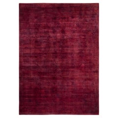 One of a Kind Hand Knotted Contemporary Overdyed Red Area Rug