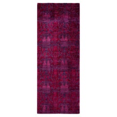 One of a Kind Hand Knotted Contemporary Overdyed Red Runner
