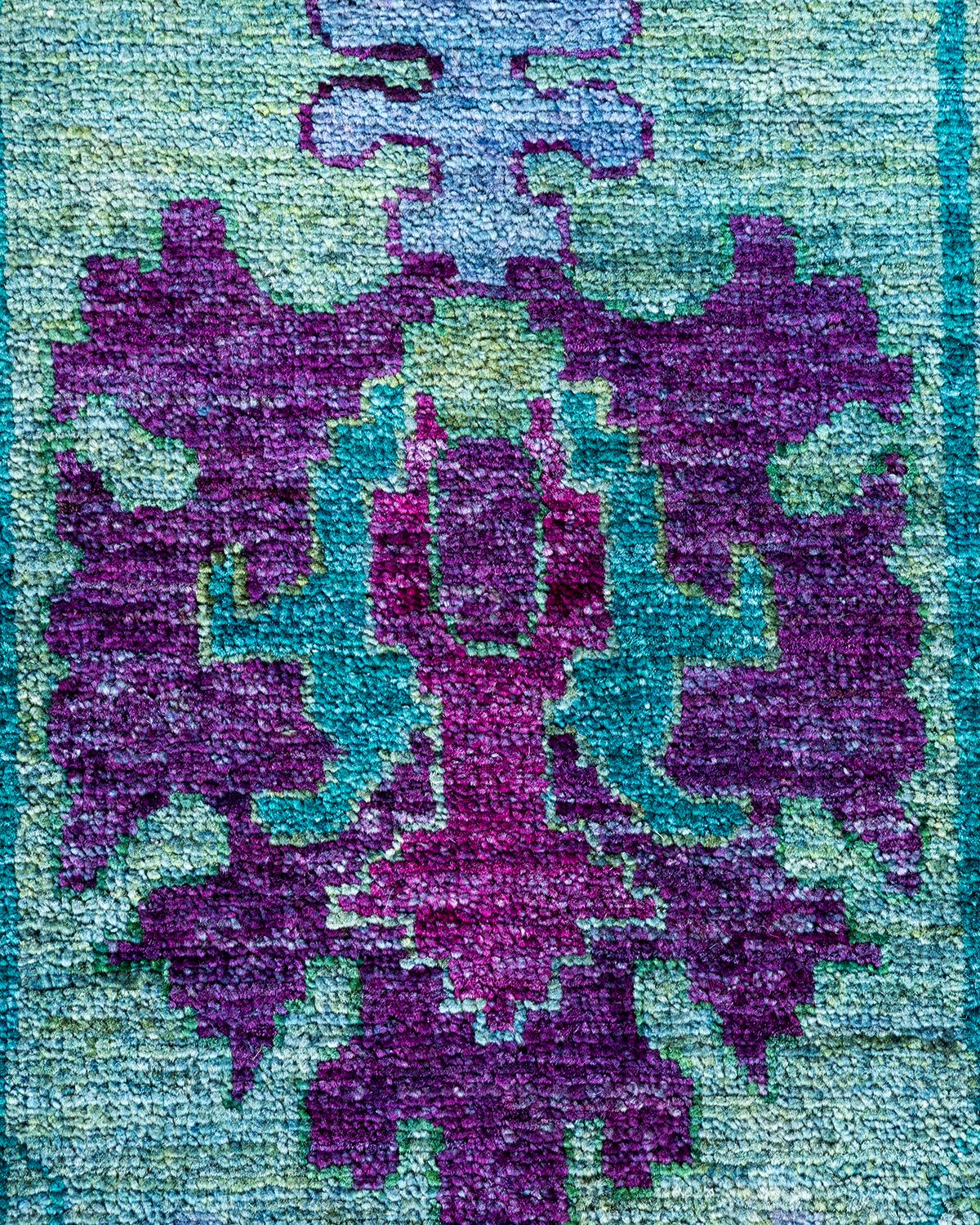 Pakistani One of a Kind Hand Knotted Contemporary Overdyed Yellow Area Rug For Sale