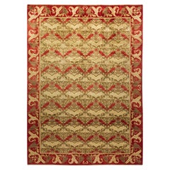 Tapis Arts &amp;amp; Crafts marron à motifs floraux noués à la main, unique en son genre