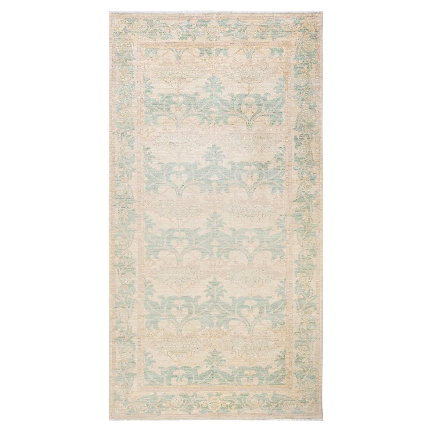 One-of-a-kind Hand Knotted Floral Arts & Crafts Ivory Area Rug For Sale