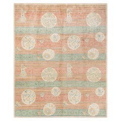 Handgeknüpfter elfenbeinfarbener Teppich mit Blumenmuster im Arts & Crafts-Stil, Unikat