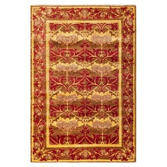 One-of-a-Kind Hand Knotted  Floral Arts & Crafts Yellow Area Rug