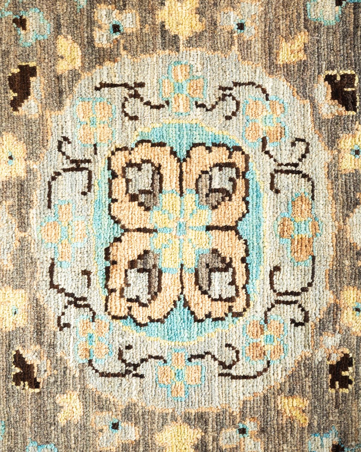 Pakistani One-of-a-Kind Hand Knotted Floral Eclectic Beige Area Rug