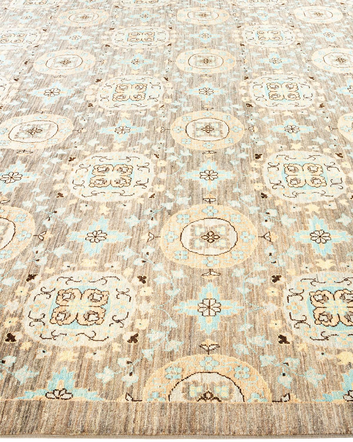 One-of-a-Kind Hand Knotted Floral Eclectic Beige Area Rug In New Condition In Norwalk, CT