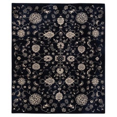 One-of-a-kind Hand Knotted Floral Eclectic Black Area Rug