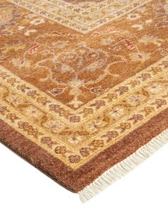 One-of-a-Kind Hand Knotted Floral Eclectic Brown Area Rug
