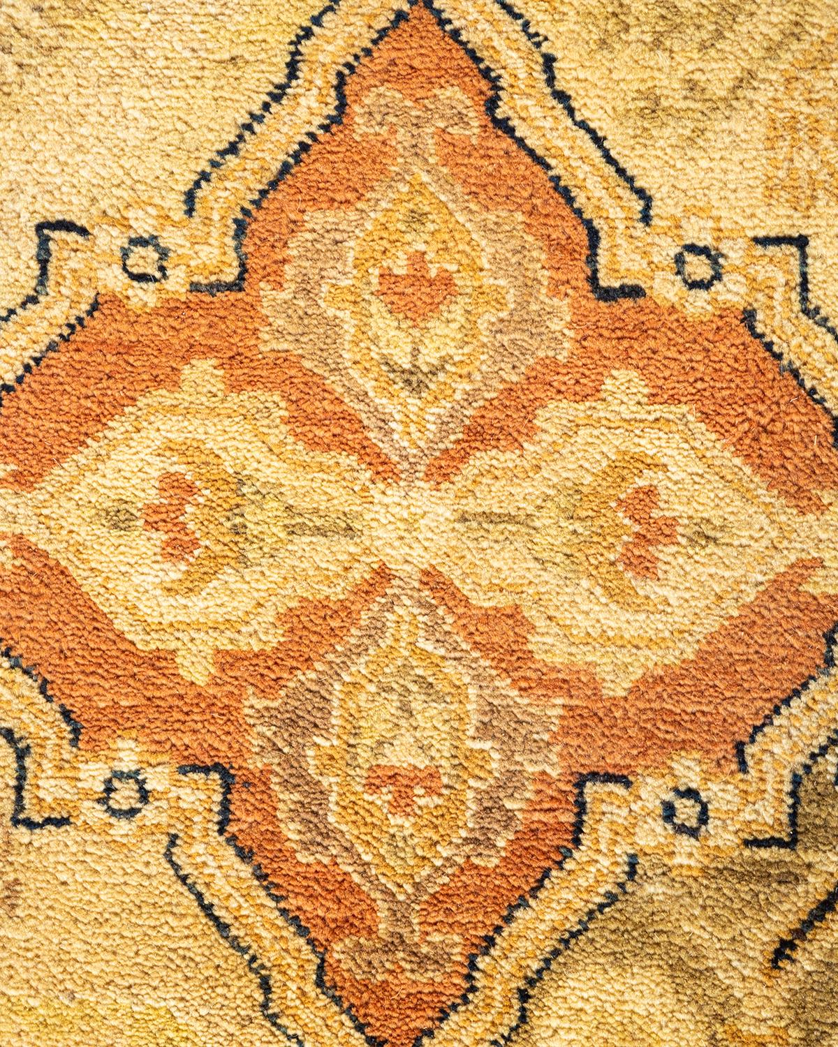 Pakistani One-of-a-Kind Hand Knotted Floral Eclectic Brown Area Rug For Sale