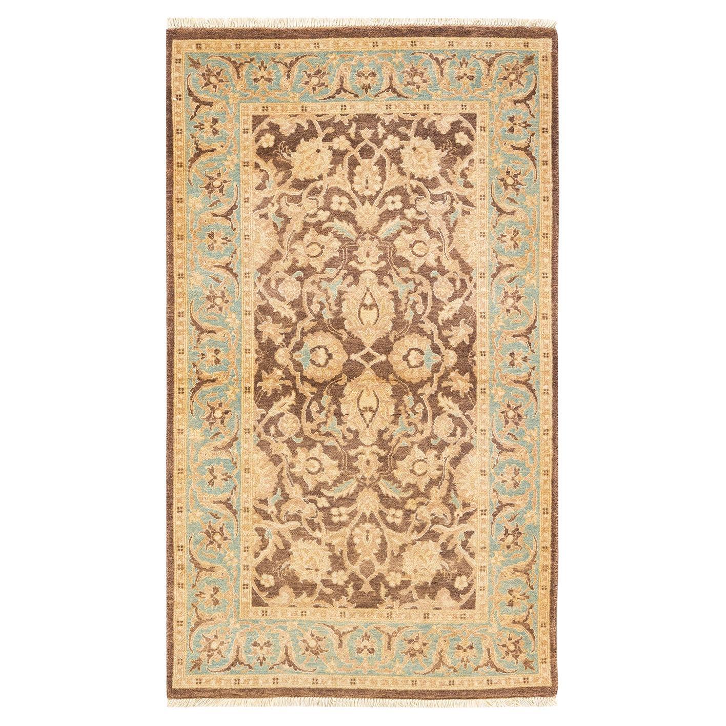 One-of-a-kind Hand Knotted Floral Eclectic Brown Area Rug