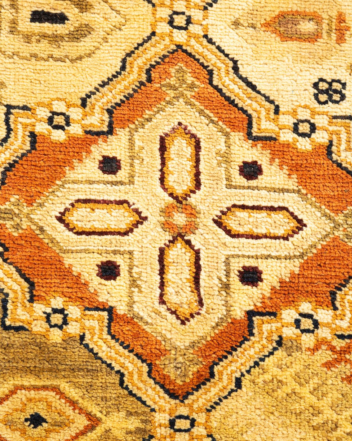 Handgeknüpfter, geblümter, eklektischer brauner Teppich, Unikat, Unikat (Pakistanisch) im Angebot