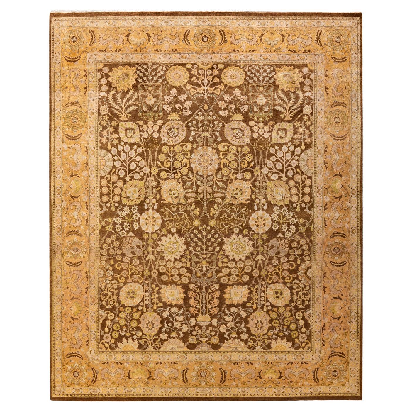 One-of-a-kind Hand Knotted Floral Eclectic Brown Area Rug