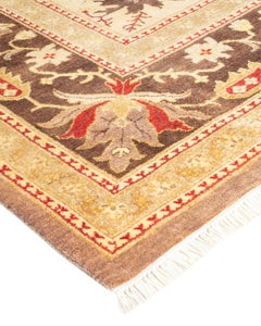 One-Of-A-Kind Hand Knotted Floral Eclectic Brown Area Rug 8' 10" x 12' 1"