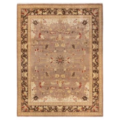 One-Of-A-Kind Hand Knotted Floral Eclectic Brown Area Rug 8' 10" x 12' 1"