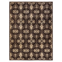 Tappeto per l'area marrone Eclettico Floreale Annodato a mano unico nel suo genere 9' 1" x 12' 3"
