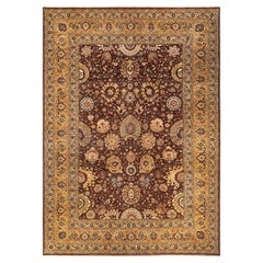 One-Of-A-Kind Hand Knotted Floral Eclectic Brown Area Rug 9
 10" x 13
 7"