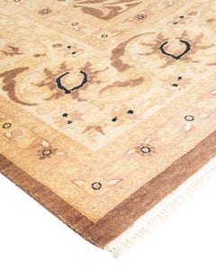 One-Of-A-Kind Hand Knotted Floral Eclectic Brown Area Rug