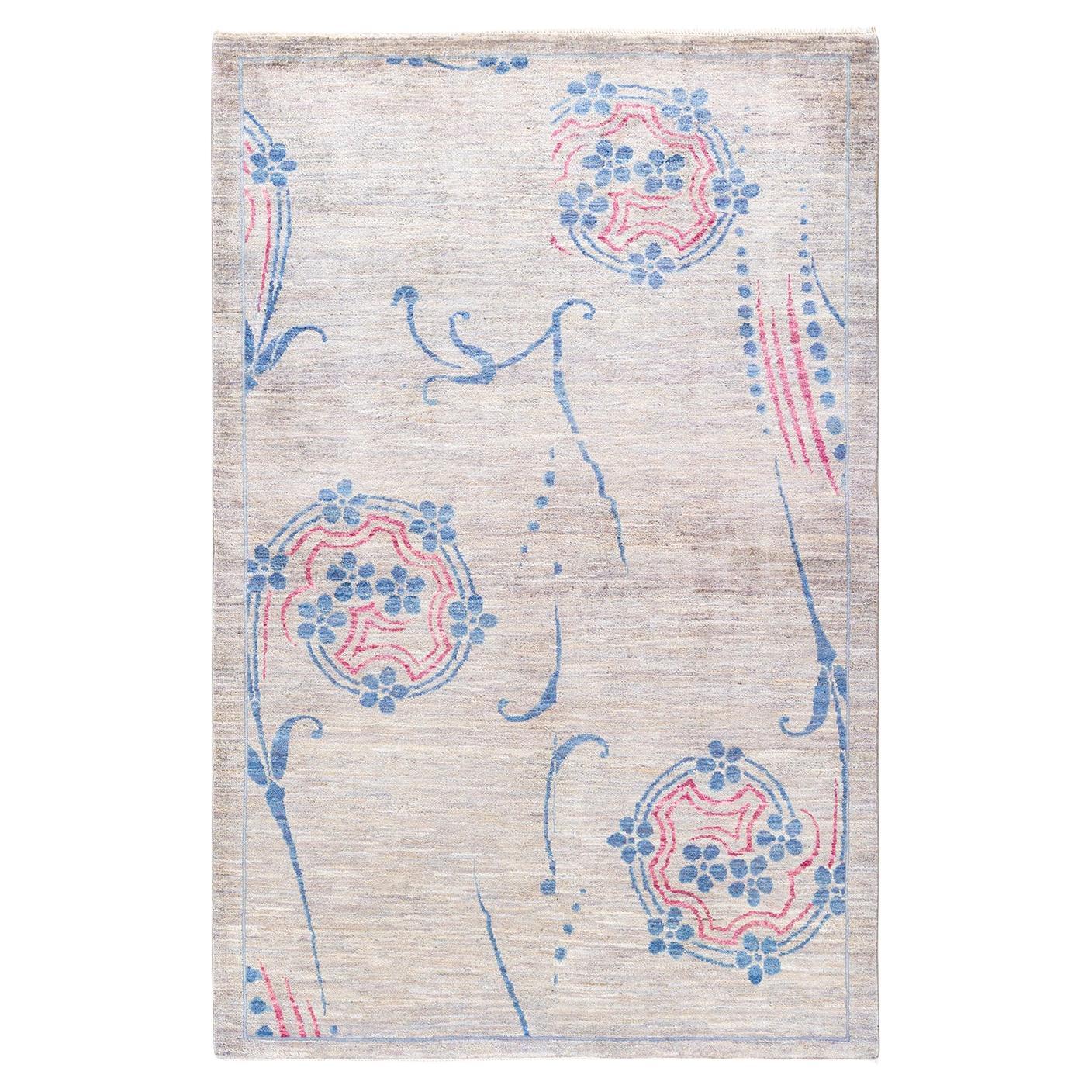 One-of-a-kind Hand Knotted Floral Eclectic Gray Area Rug