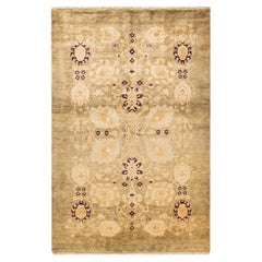 One-of-a-kind Hand Knotted Floral Eclectic Green Area Rug