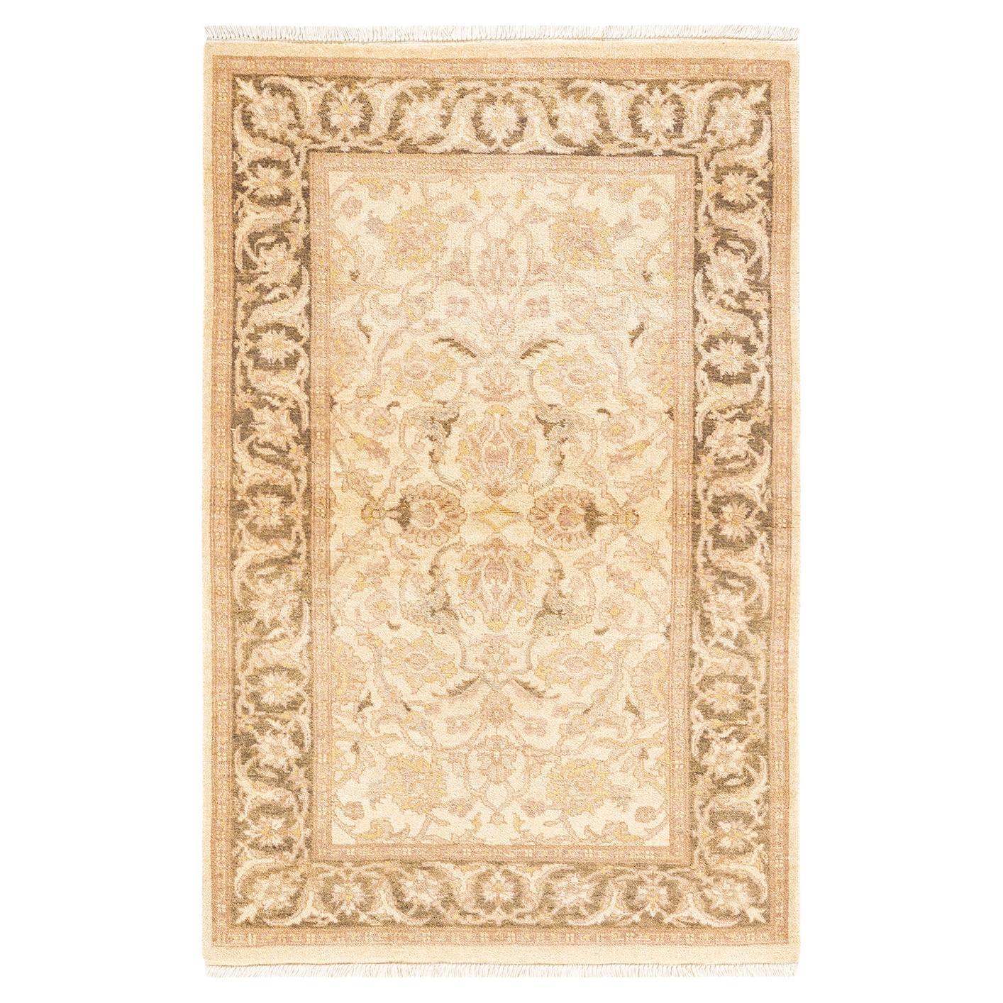 One-of-a-kind Hand Knotted Floral Eclectic Ivory Area Rug