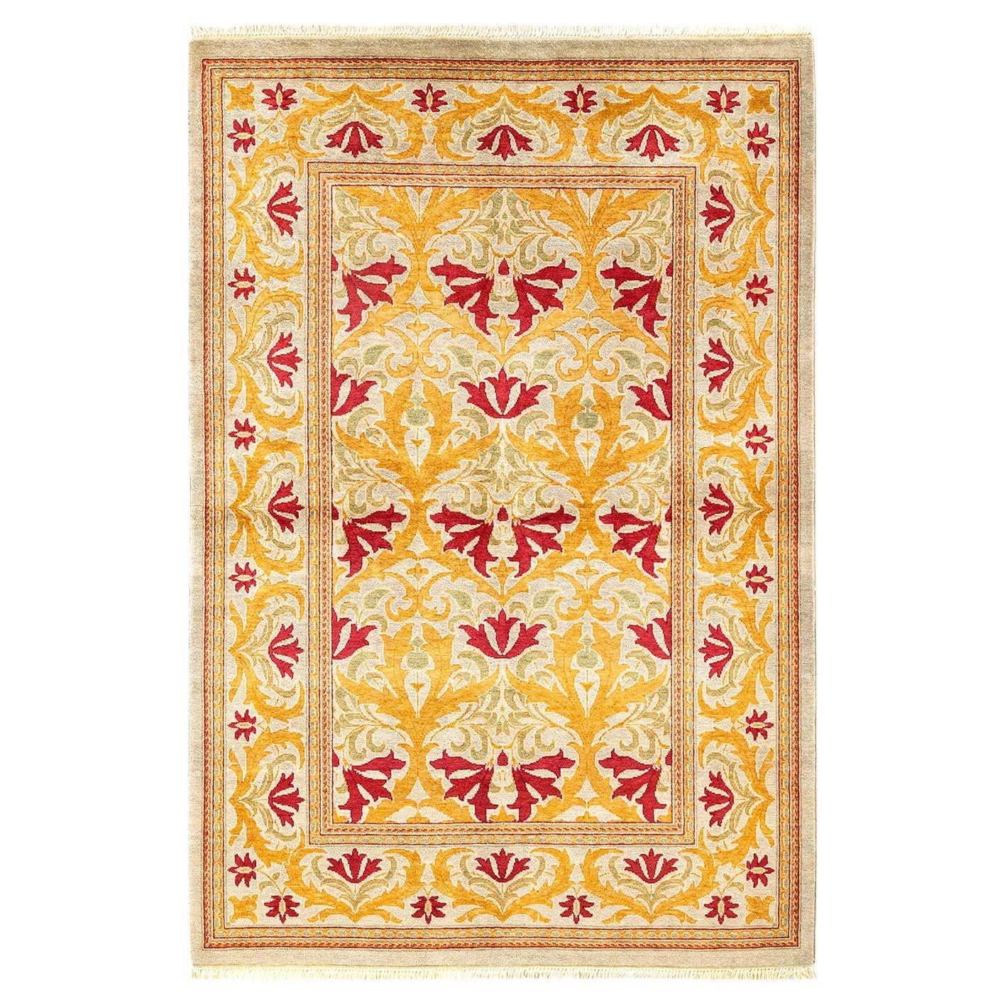 One-of-a-kind Hand Knotted Floral Eclectic Ivory Area Rug