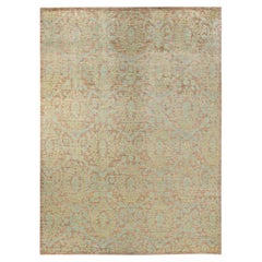 One-Of-A-Kind Hand Knotted Floral Eclectic Ivory Area Rug 9' 10" x 14' 1"