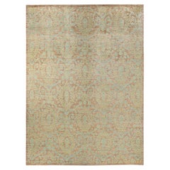 One-Of-A-Kind Hand Knotted Floral Eclectic Ivory Area Rug 9' 10" x 14' 1"