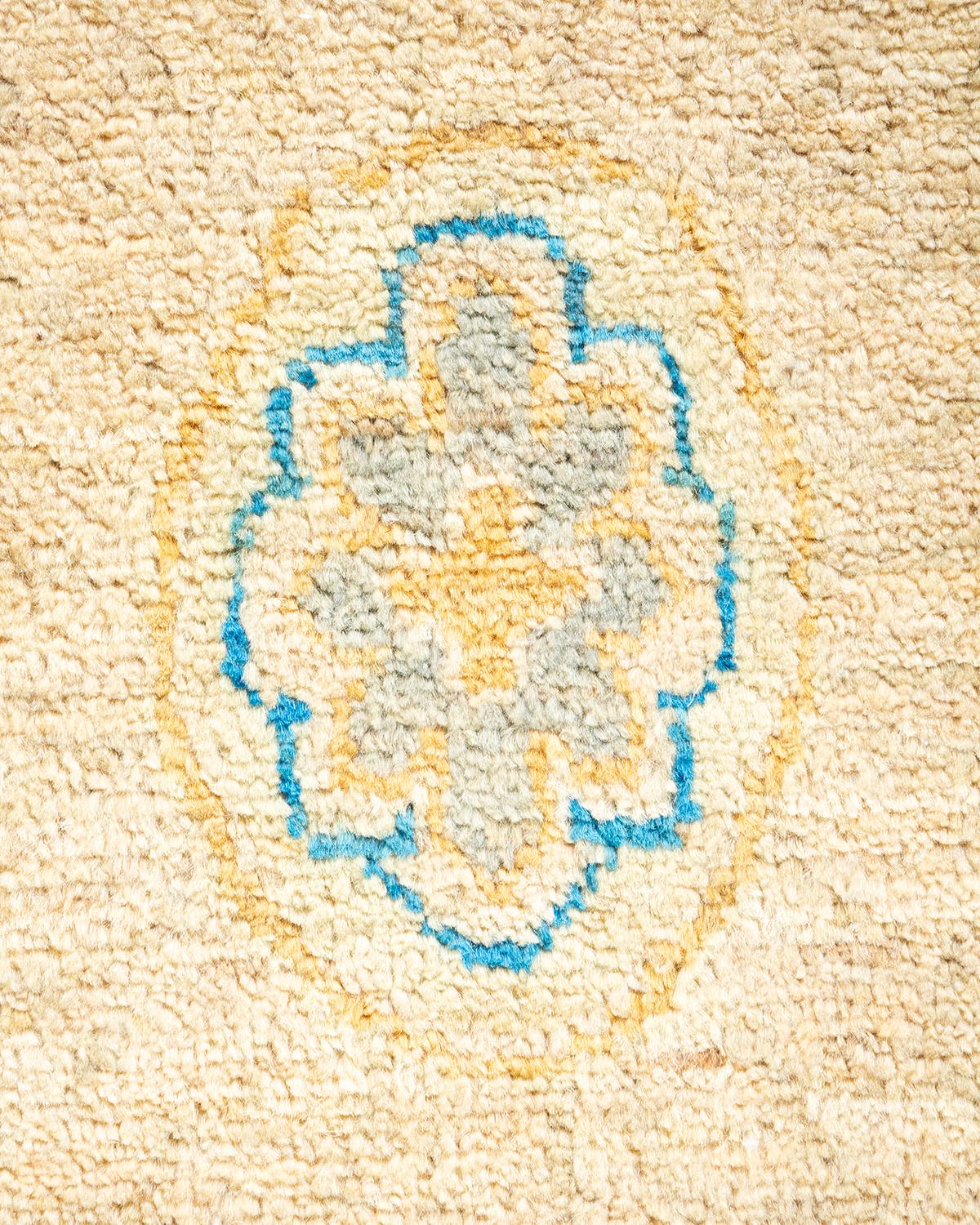 Pakistani One-of-a-kind Hand Knotted Floral Eclectic Light Blue Area Rug For Sale