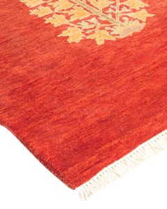 One-of-a-kind Hand Knotted Floral Eclectic Orange Area Rug