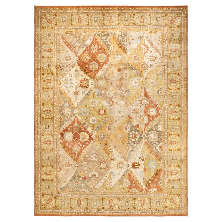 One-of-a-kind Hand Knotted Floral Eclectic Orange Area Rug For Sale at ...