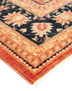 One-of-a-kind Hand Knotted Floral Eclectic Orange Area Rug
