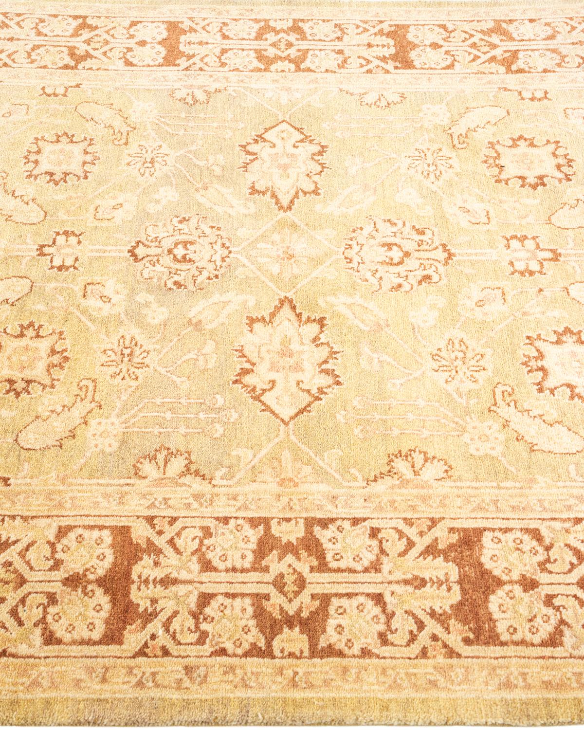 One-of-a-kind Hand Knotted Floral Eclectic Orange Area Rug In New Condition For Sale In Norwalk, CT