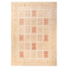 One-of-a-Kind Hand Knotted Floral Eclectic Orange Area Rug
