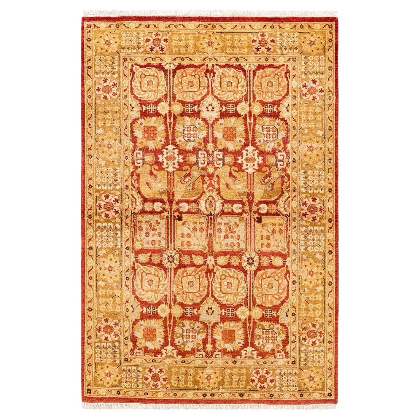 One-of-a-kind Hand Knotted Floral Eclectic Red Area Rug