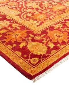 One-of-a-Kind Hand Knotted Floral Eclectic Red Area Rug